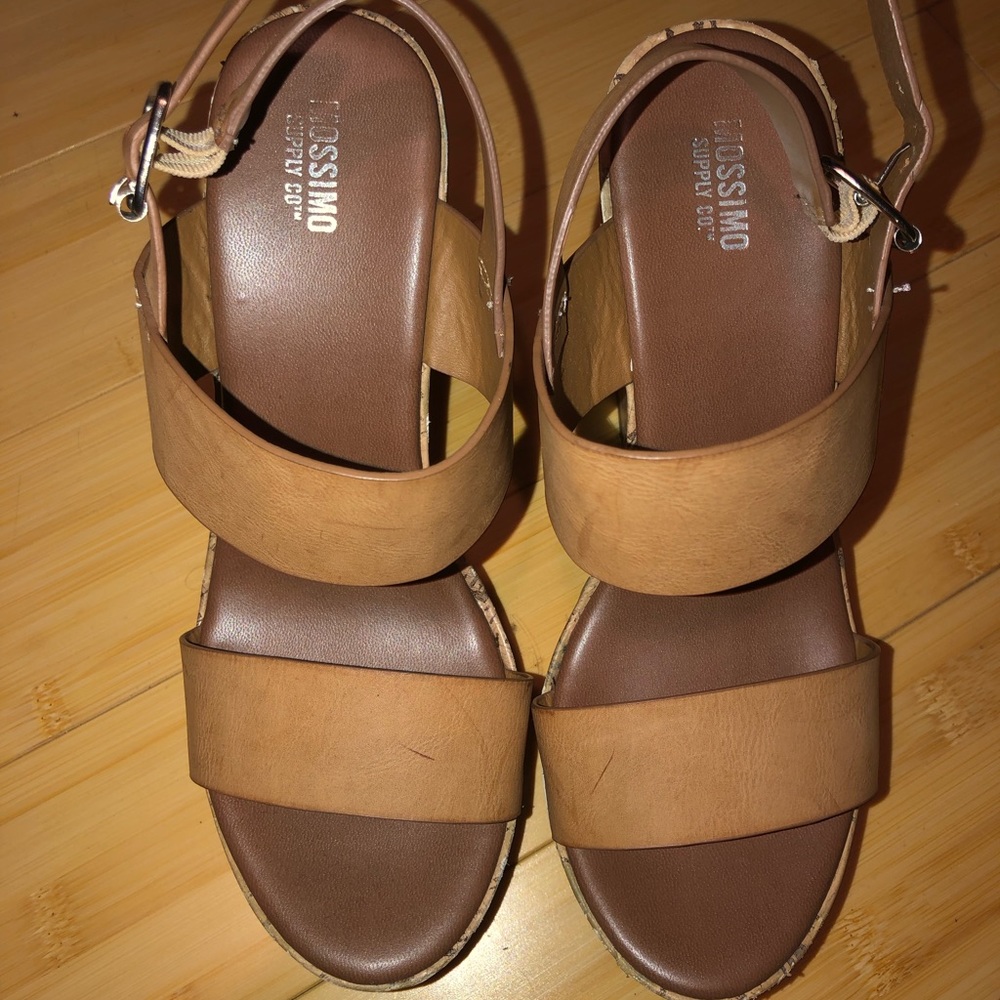 Tan wedge heels